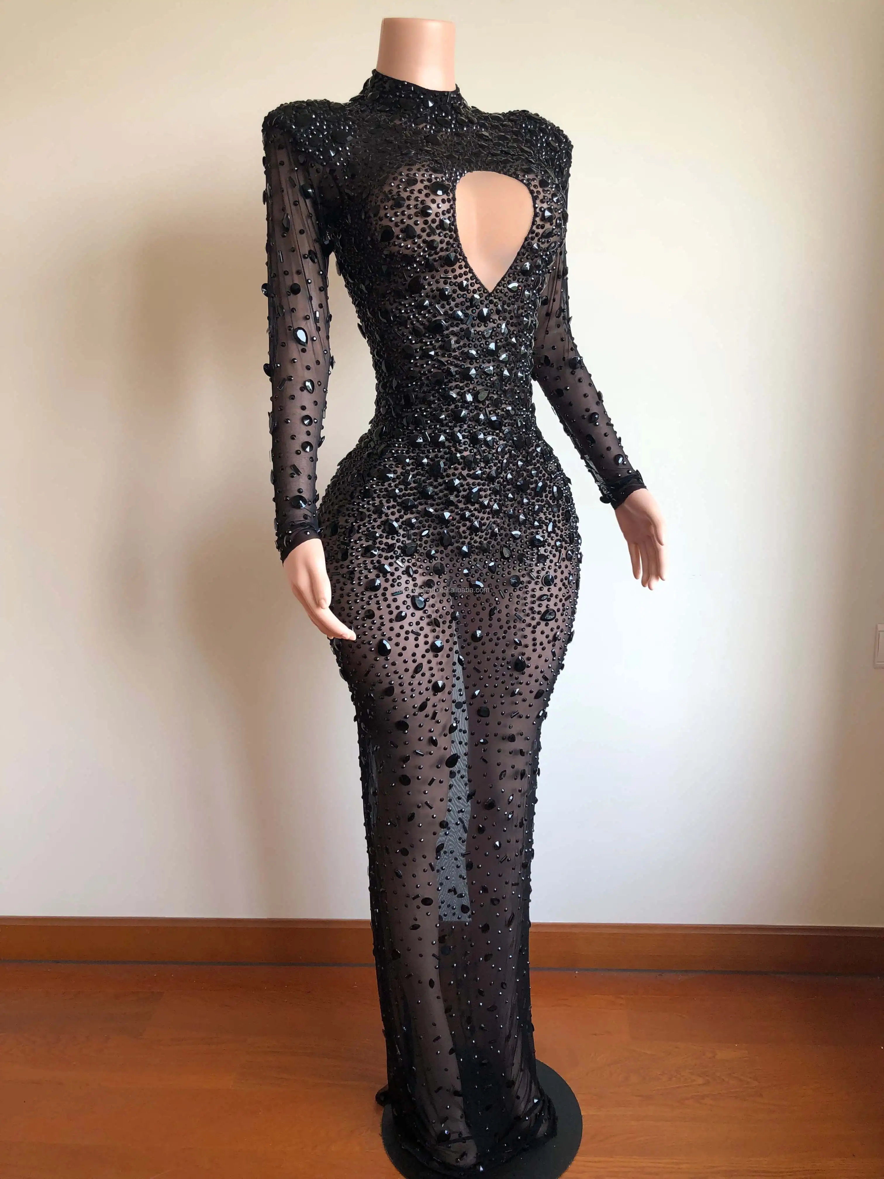 Shinny Rhinestone Mother Of The Bride Dresses Full Length Black See ...