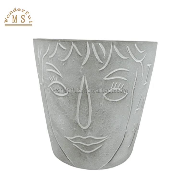 Oem customized cement embossing succulent flower pot vase souvenir gifts home garden