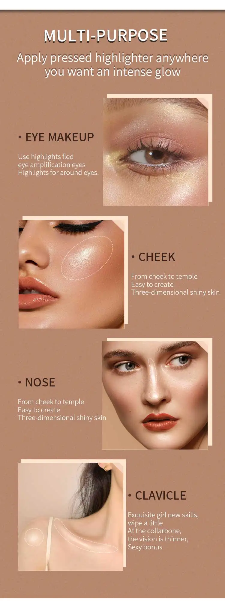 Custom High Gloss Highlighter Palette Brighten Pressed Shimmer Luxury