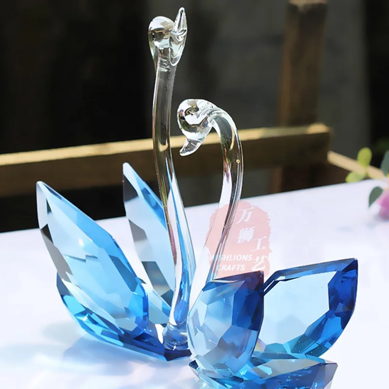 Beautiful Wedding Holiday Gift Blue Crystal Glass Swan - China Crystal Swan  and Crystal Glass Swan price