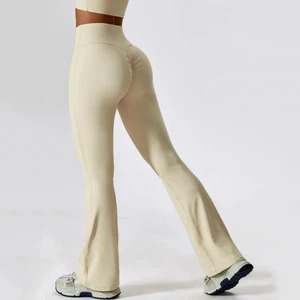 Woman Yoga Wear Wholesale Price OEM Custom logo Activewear Sports Breathable Gym High Waisted Flared Leggings