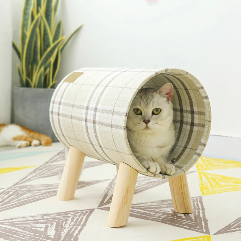 small round cat bed