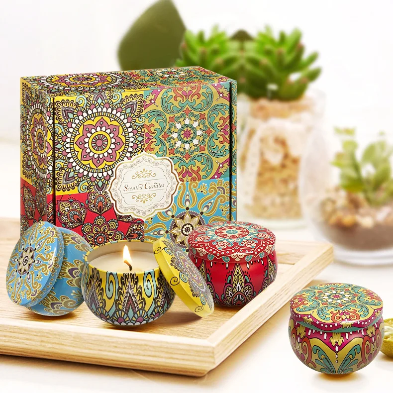 Southeast Asian Style Multiple Fragrances Tin Box Fragrance Plant Essential Oil Soy Wax Vietnam Thailand Flower Scented Candles