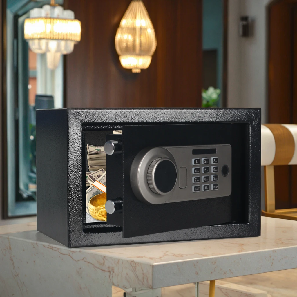 AL002-20B Home Safe Digital Electronic Fingerprint Lock with Key Access ...