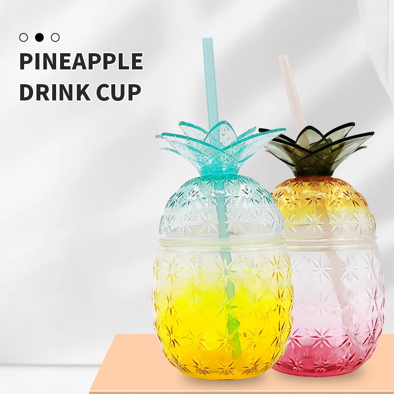 Высокое качество низкая цена в американском стиле одностенная цветная форме ананаса соломенная кружка с