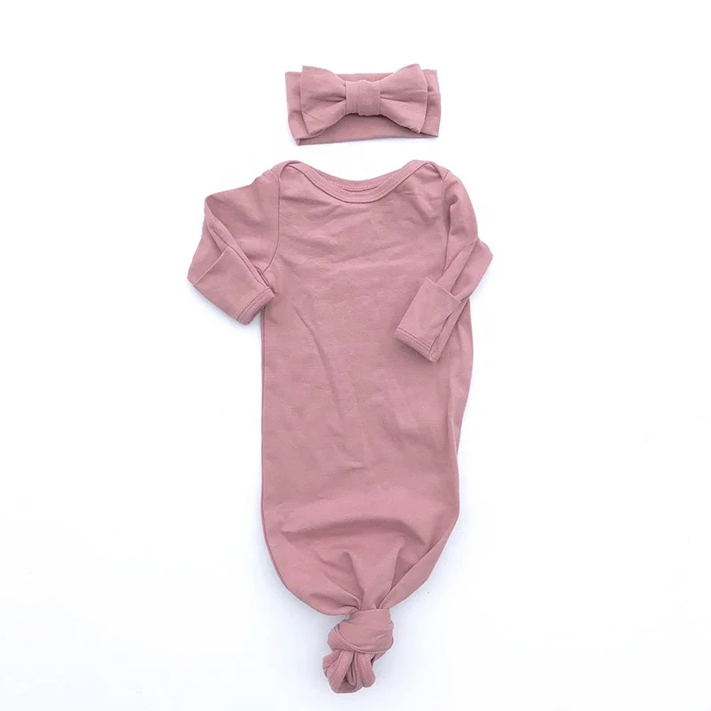 Узелковое детское платье, комплект платья для сна, шапка/повязка на голову 0-3 м