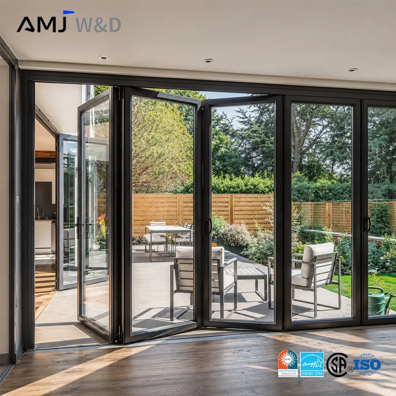 Balcony Accordion Bifold Door Design Exterior Aluminum Ally Lowe Glass Folding Patio Doors