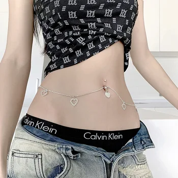 2024081701 XUPING JEWELRY Design full of umbilical nail chain umbilical ring sexy spice girl ring waist chain piercing jewelry