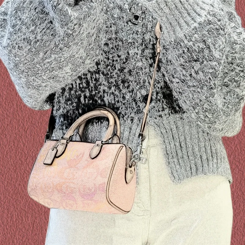 High-end Women’s Summer New European American Vintage Printed PU Shell Single Zipper Letter Classic Shoulder Handbag All-match