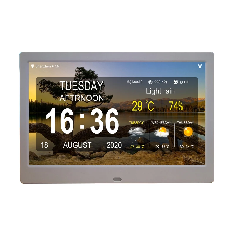 Alarm Clock 10 Inch extra Large Display with Wifi Weather Station 5 Alarm Dementia Calendar Clock