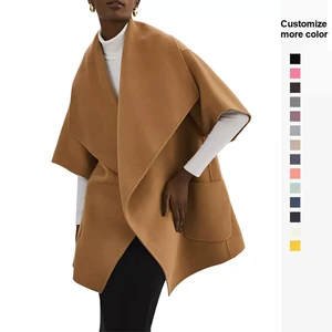Wholesale Women's Fashion Woolen Coats with Turn-Down Collar  Casual Outerwear Oversized Coat  for Winter