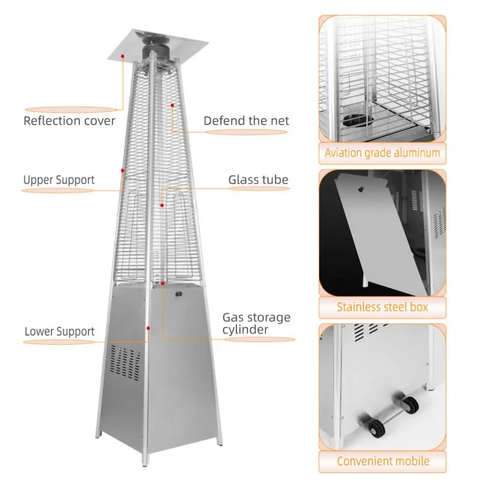 Hot Sale garden Outdoor Adjustable Thermostat Portable Stainless Steel patio gas heaters