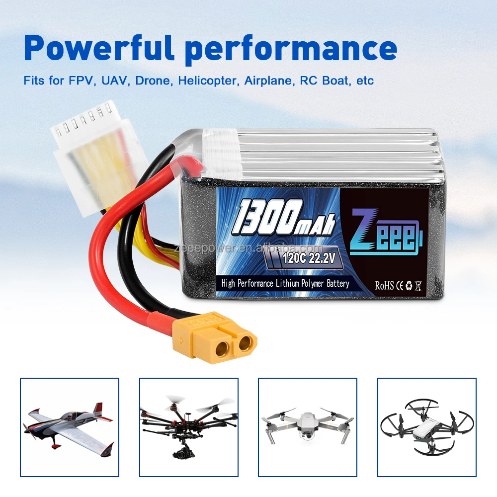 Zeee Graphene 6s 1300mah 120c 22 2v Lipo 배터리 Xt60 Rc Fpv 쿼드 드론 자동차