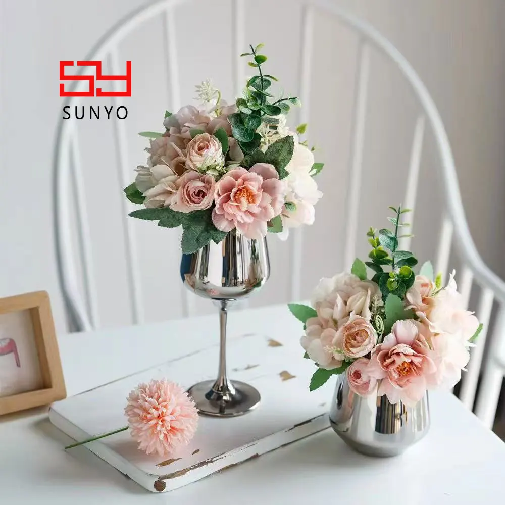 SUNYO Hand-Blown Colored Wine Cup Sets Glassware Factory Electric Effect Luxury Silver Goblet