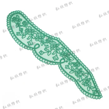 Green embroidered lace patch with curved arc shape Lace Collar decoration Embroidery Applique