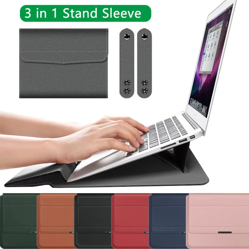 product laudtec pu leather waterproof laptop sleeve case 3 in 1 stand shockproof bag cover for macbook with ladies custom logo dnb76-28