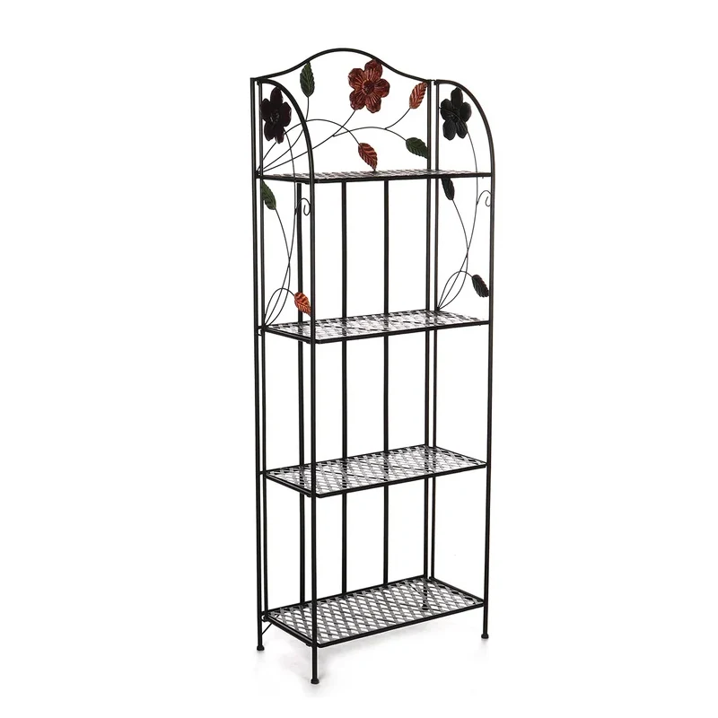 Foldable Corner Flower Stand Bookcase Shelf Metal Baker's Rack Wrought