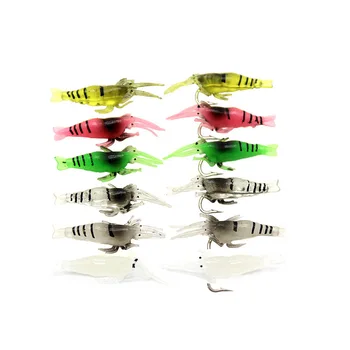CHEERY 10pcs/bag T-BAIT SS-2 High Quality Luminous Soft Shrimp Artificial Bait Lures for Pike Bottom Fishing with Hooks – Soft Lure – view 3