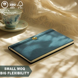 Small Batch Friendly Modern Style A5 Pu Leather Hardcover Emboss Rotating Custom Logo Durable Metal Office Personalized Diary