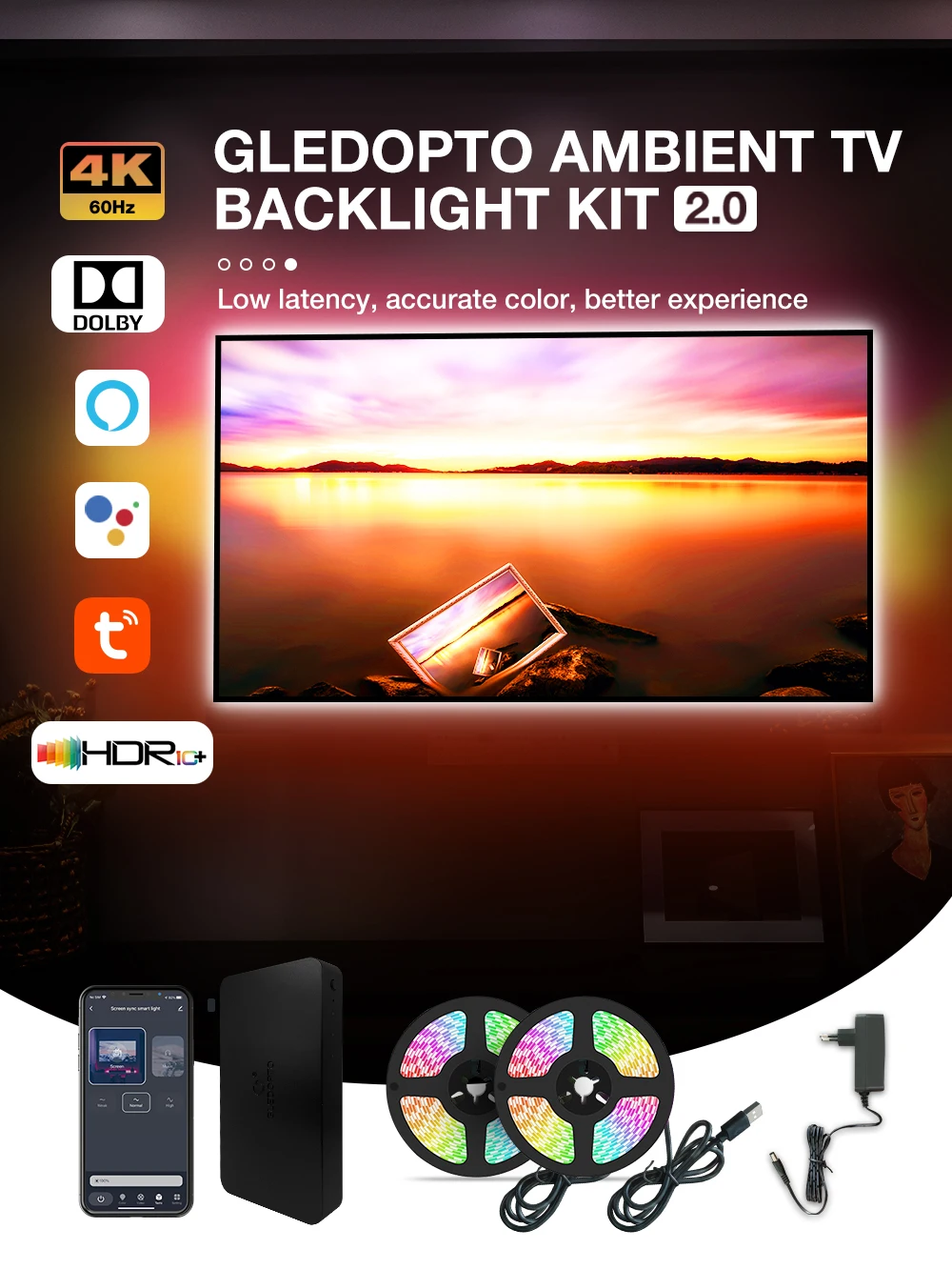 Govee Barre LED RGBIC, Double Perles Lumineuses Et 38cm Rétroéclairage TV WiFi Barre, Plusieurs