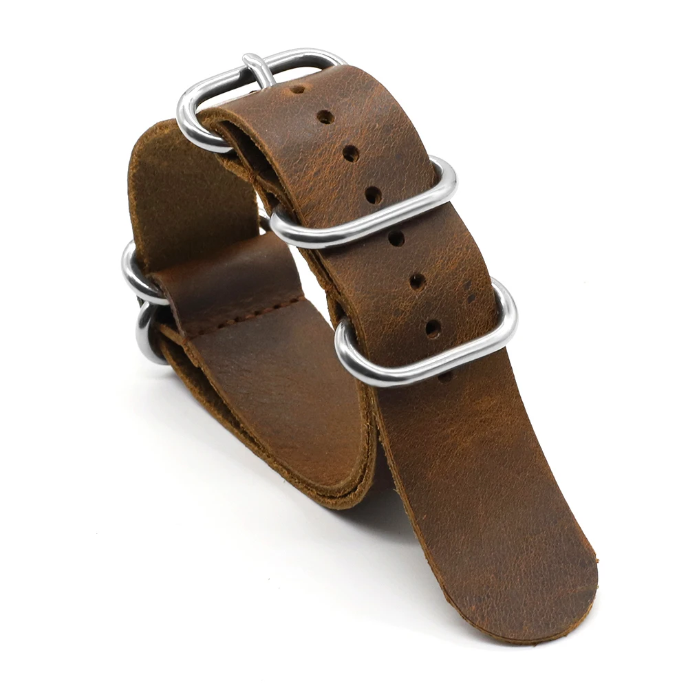 Crazy Horse One Piece Watch Strap 18mm 20mm 22mm 24mm Leather