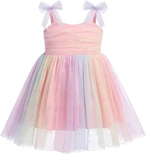 Wholesale Manufacture Custom Cute Colorful Spaghetti Strap Soft Tutu Dresses for Kids Girls