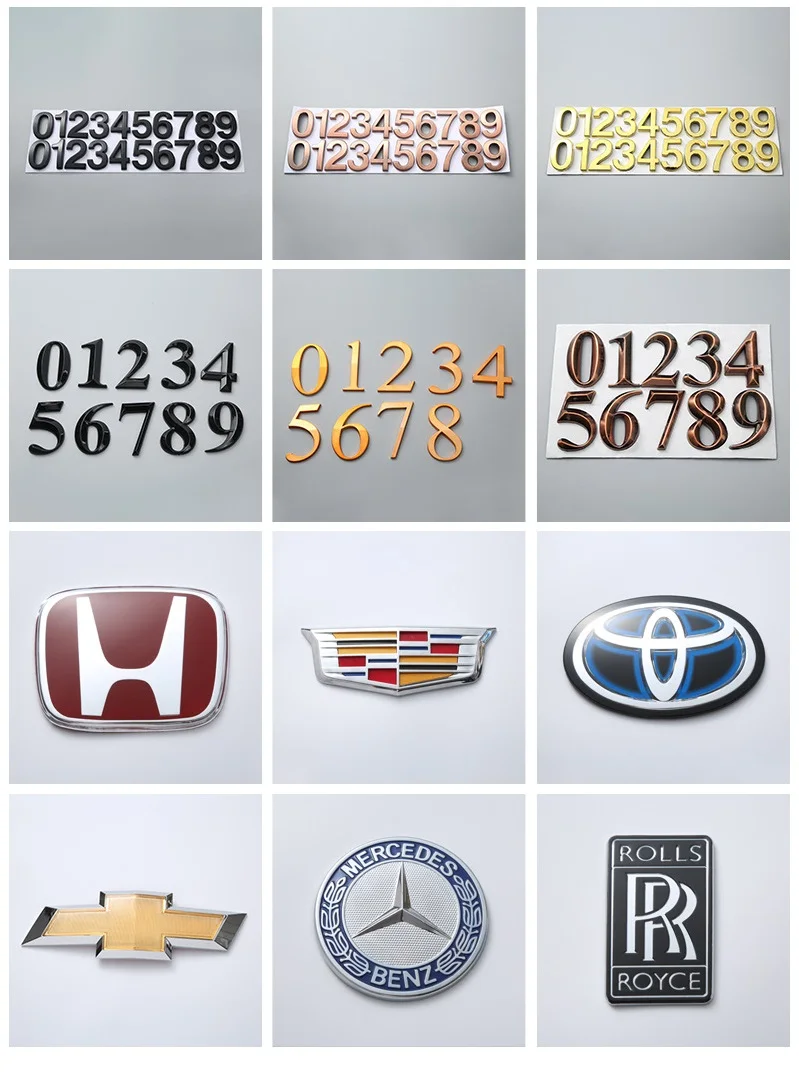 Number Emblems Diy Metallic Numbers Sticker Car Emblem Letter Silver Badge Decal 3d ...