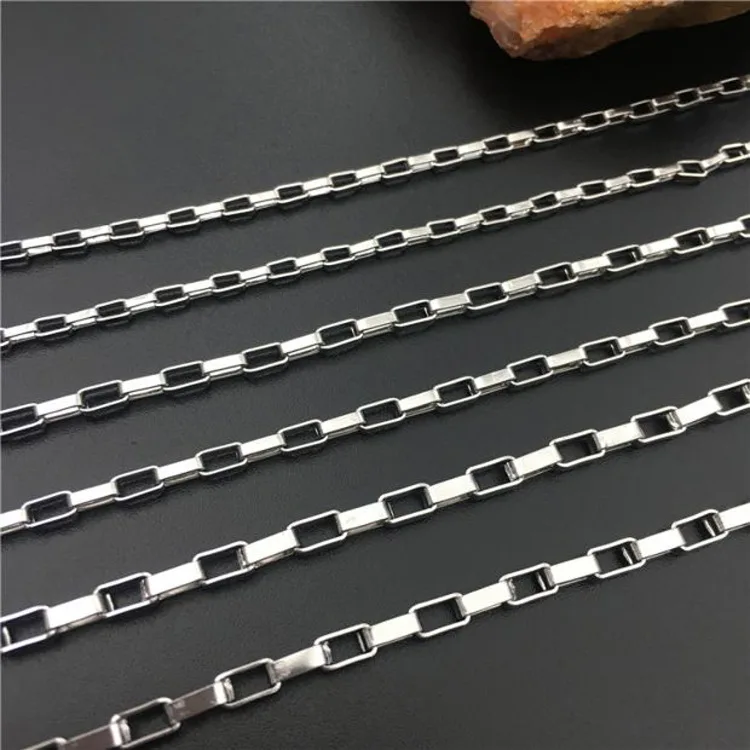 1.5mm 2mm 2.5mm 3mm Wide Silver/gold Jewelry Meter stainless steel necklace Long Box chain for jewelry making