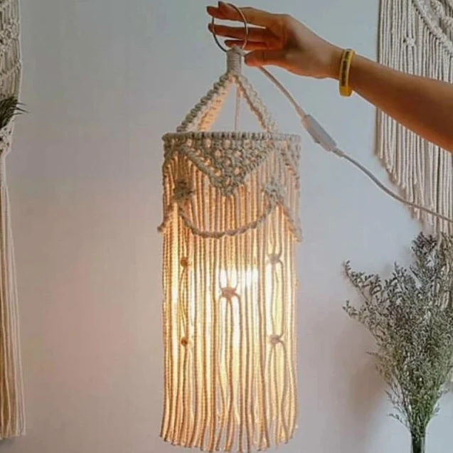 Home Decor Boho Bohemian rame Lamp Shade Hanging 2