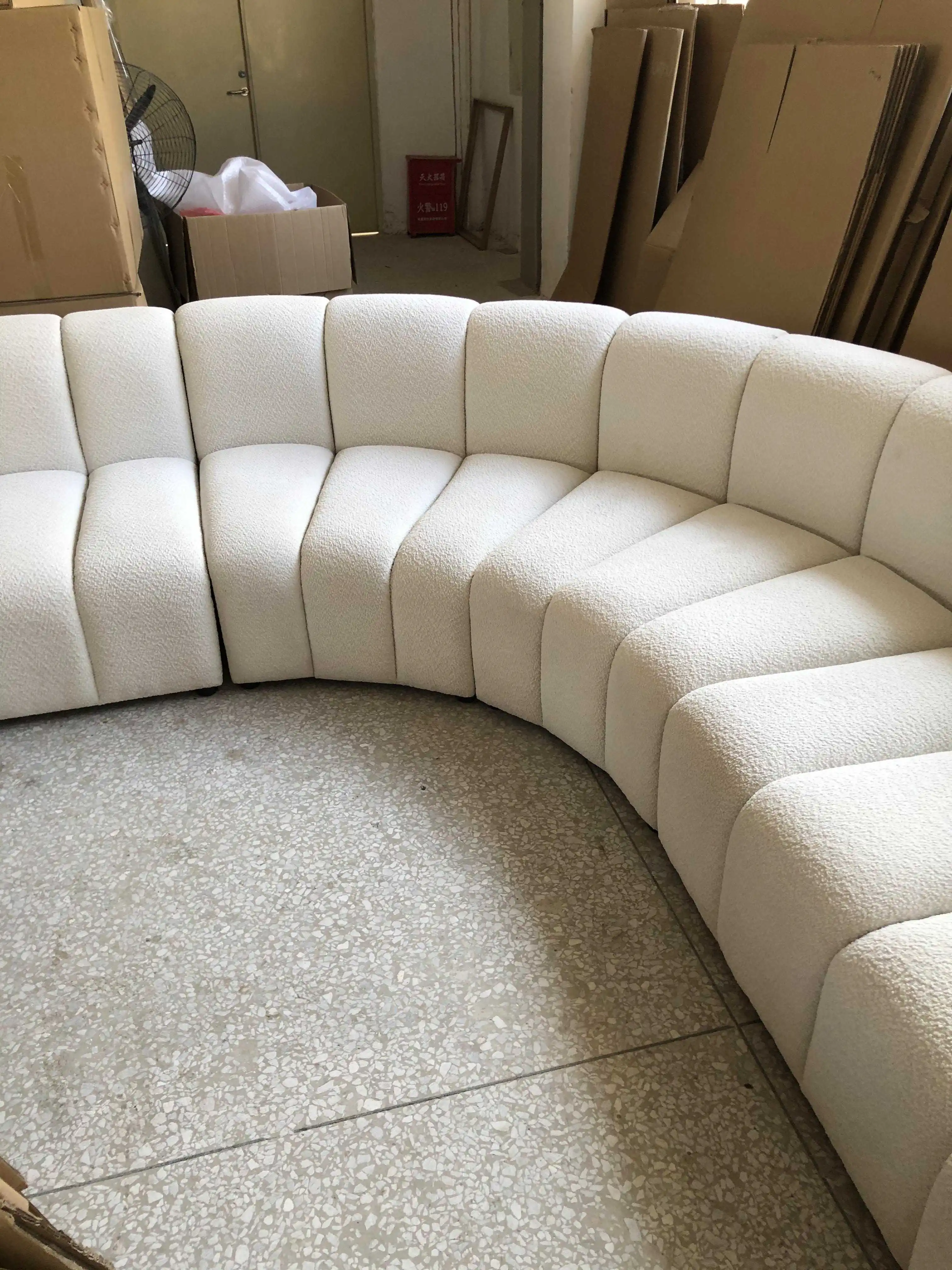 DISEN Modern Design Modular Channel Sofa Belgium Boucle Sectional Living Room Sofas
