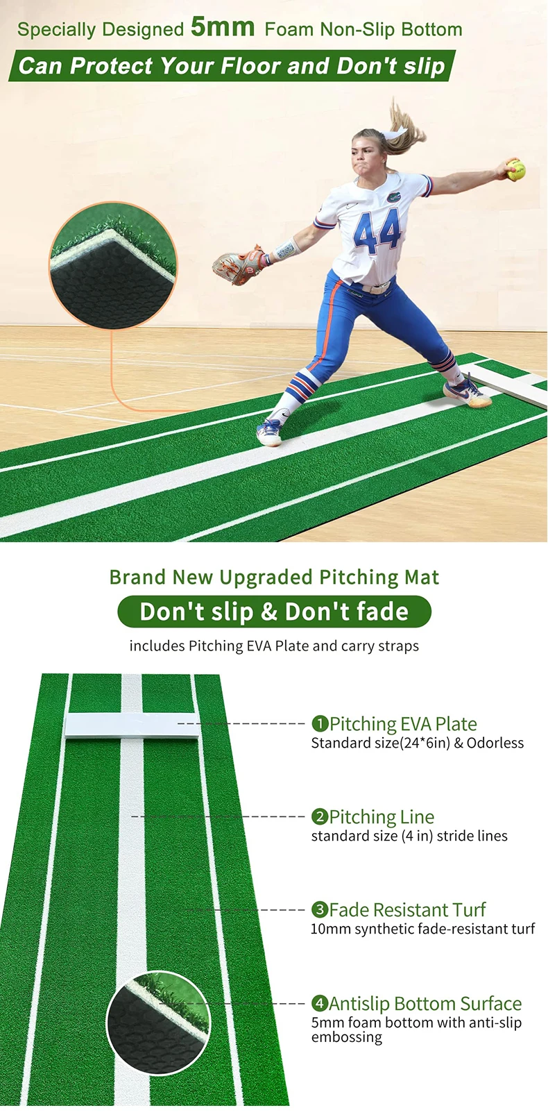 Softball Pitching Rubber Mat For Indoor Outdoor Practice By Softball