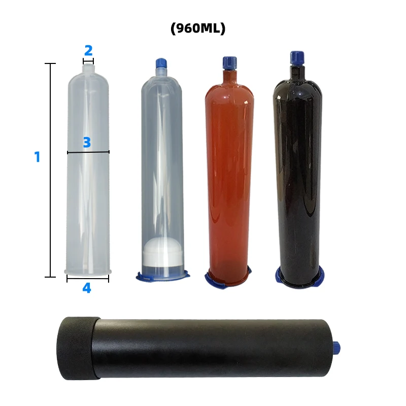 Pneumatic Syringe 330/600/960ml Metal Sleeve Glue Dispensing Barrels