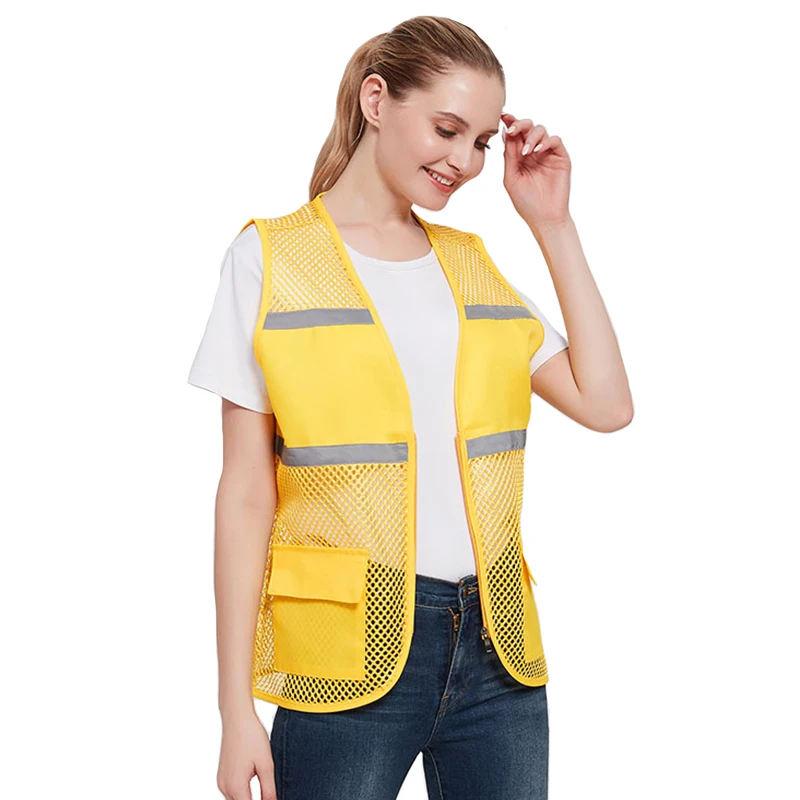 Customizable Logo High Visibility Reflector Construction Work Pockets Reflective Safety Vest