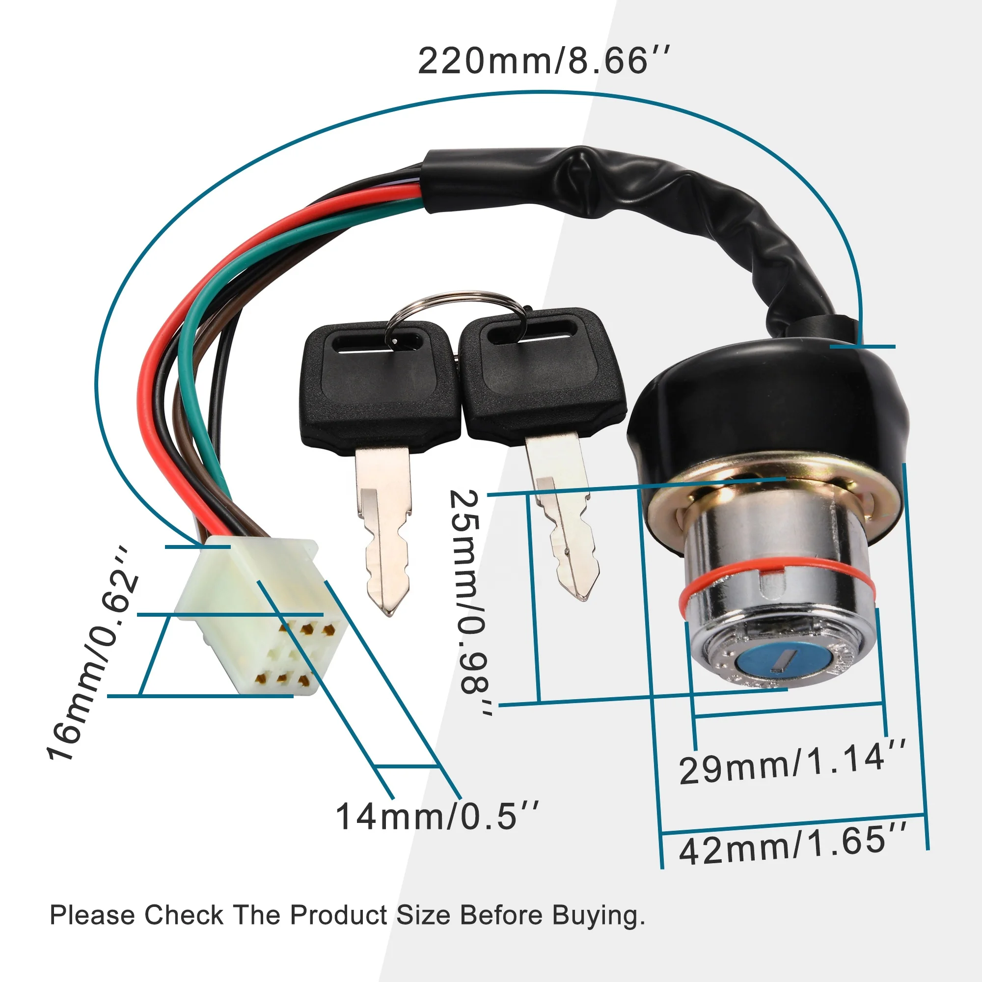 GOOFIT 6 Wire Ignition Key Switch Replacement for 2 Stroke Taotao Roketa Sunl Kazuma Baja Pocket Mini Bike
