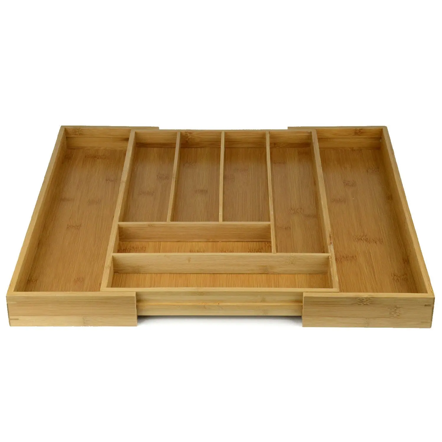 Wholesale Bamboo Cutlery Tray Adjustable Utensil Holder Expandable Drawer Organizer for Silverware, Flatware, Knives in Kitchen