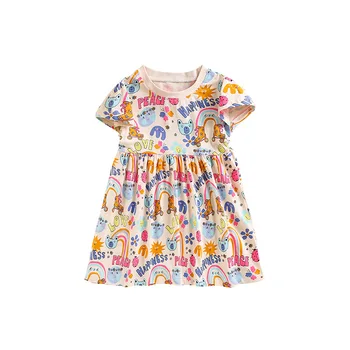 Girl's Summer Baby Dresses New European and American Style Baby Girl Sweet Cute Casual Printed Short Sleeve Princess Dress