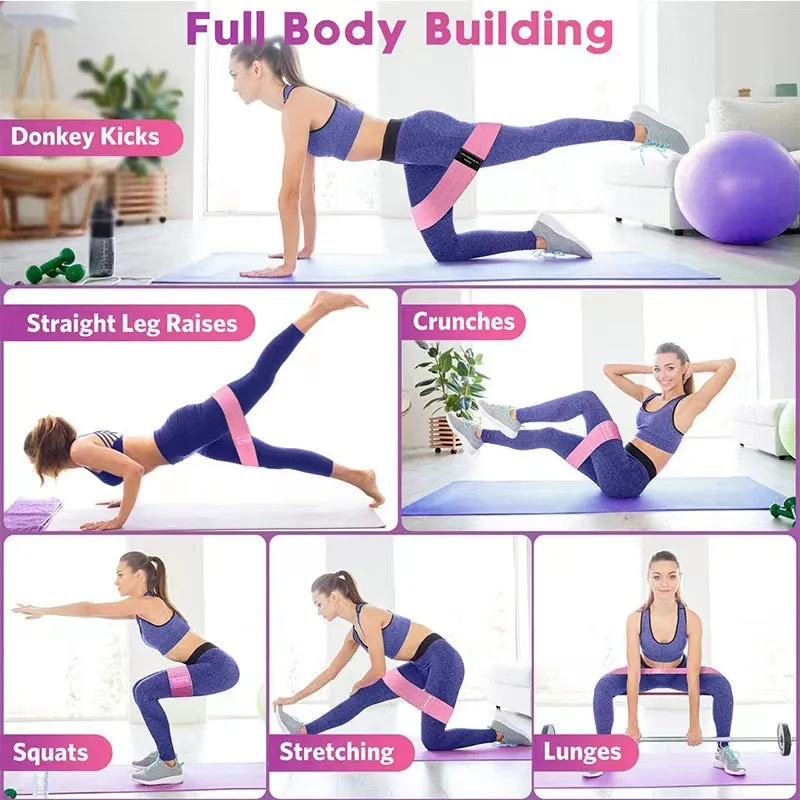 Fast Delivery Factory Price Customized Logo Exercise Hip Fitness Loop Elastic Booty Band Set