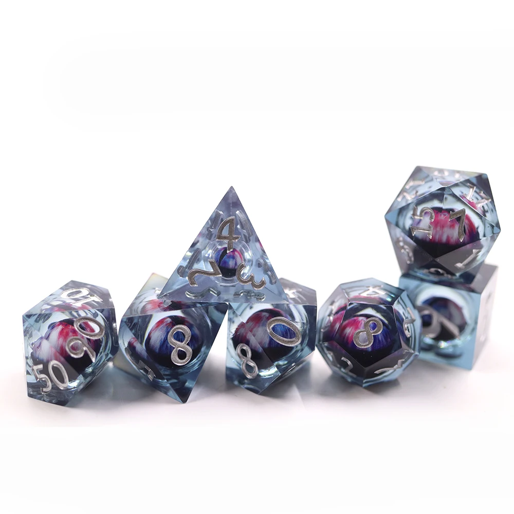 Набор нестандартных RPG-костей DND, 7 шт., с эффектом глаза дракона, с жидким наполнением, из смолы, для настольных игр