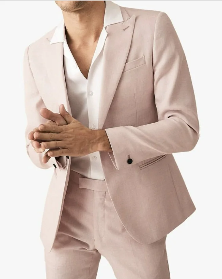 chinese dress ladies Premium Light pink 3 piece suit for men  Golden Attire