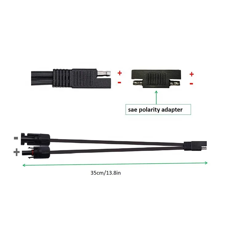 Solar Panel Connector Cable, Solar to SAE Connector Cable, with SAE Polarity Reverse Adapter Plug