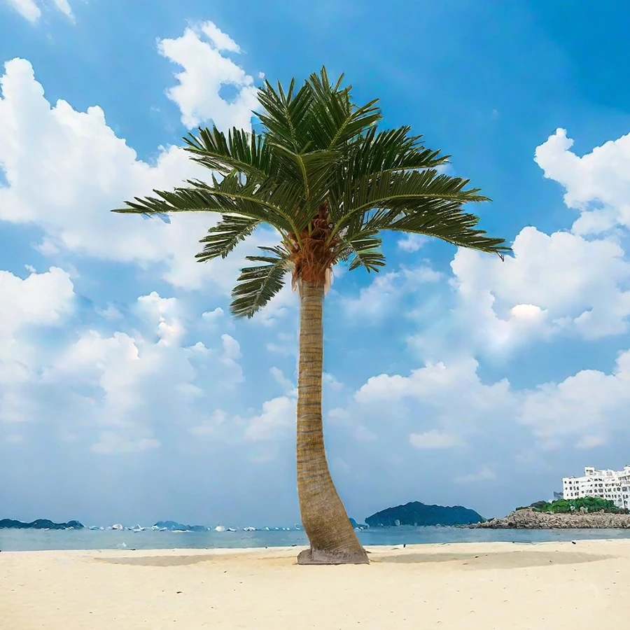 Realistic Artifical Palm Tree Outdoor Fake Date Palm10 ft Tall Large Coconut Plant Wedding Decorative Faux Greens Palm Trees