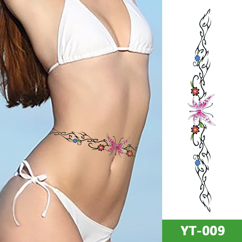 Sexy Women Arm Waist Tattoo Sticker Wedding Chest Design Stencils Bride Water Transfer Body Decorative Art Temporary