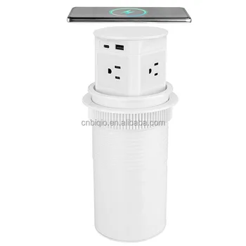 Pop Up Outlet For Countertop With 15w Wireless Charger,4 Ac sockets ,1 USB A,1type C For Kitchen Island