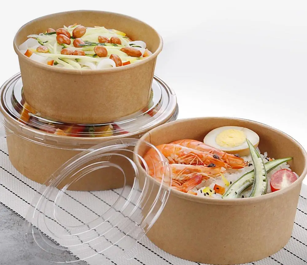 100% Food Grade Disposable Kraft Paper PLA Salad Bowl| Alibaba.com
