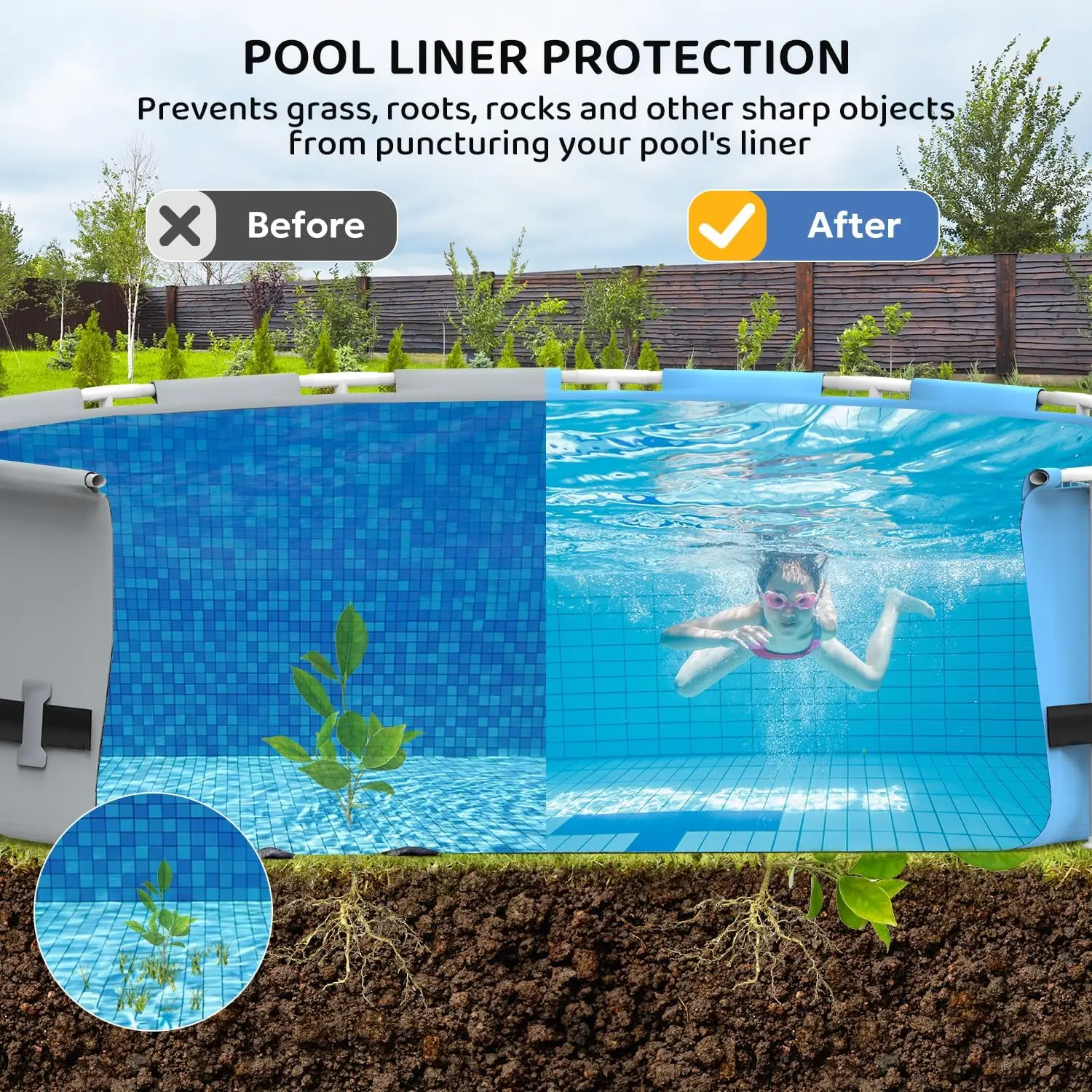 Outdoor Polyester Swimming Pool Cover Pad Protective for Liner Winter Cover Absorbs Moisture Prevents Stains Algae Oval Shape factory