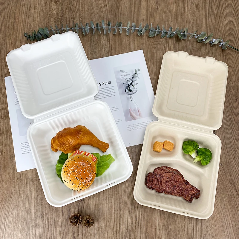 Envases Biodegradables Loncheras Tipo Concha Recipientes Para Alimentos Hechos De Pulpa De Bagazo Contenedor Desechable