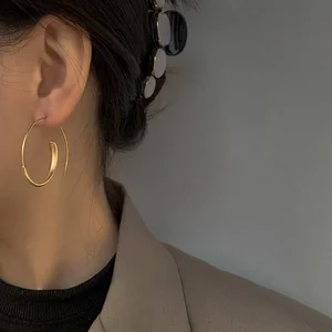 European and American Wholesale Earrings New Style Large Hoop Earrings Simple Circular Irregularly Shaped Metal for Women