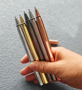 Business Gift Promotion Luxury High Quality Hexagon Shape Creative Unique Custom Laser Logo Print Logo Brass Metal Gel Pen