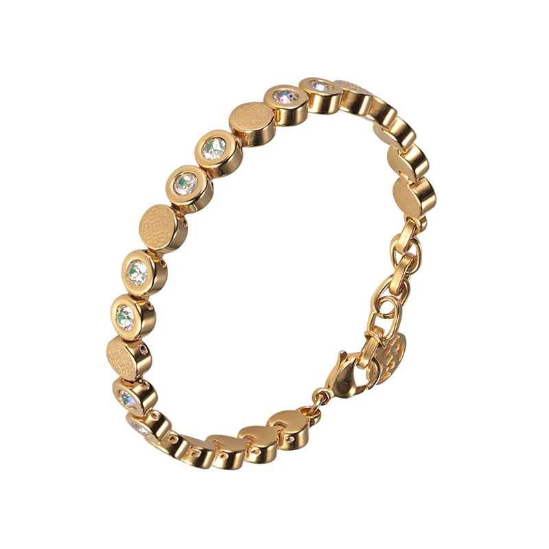 cubic aaa zirconia classic gold plated charm tennis bracelet for