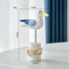 colorful Light blue tree stump bird figurine